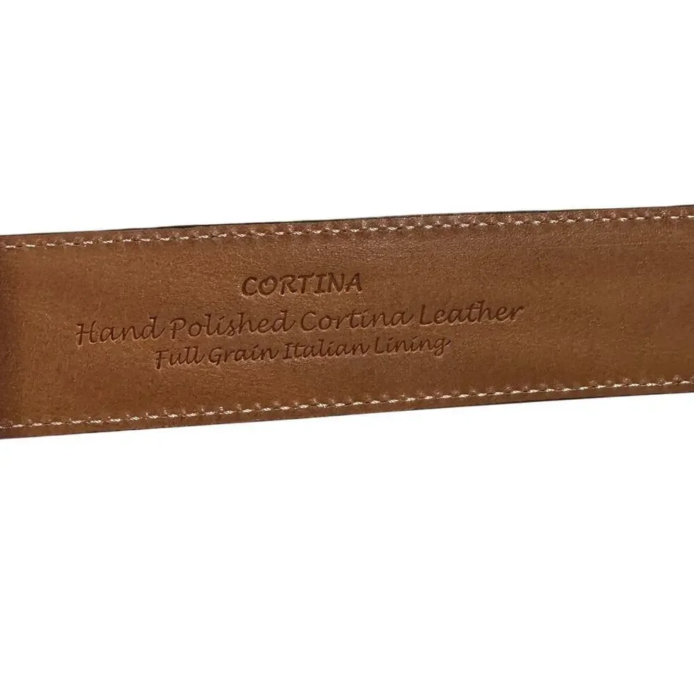 Trafalgar Men's Classic 30mm Black Cortina Leather Dress Belt, Size 44, Like New